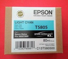 10-2015 NIB Genuine Epson T5805 Light Cyan K3 80ml Ink Stylus 3800/3880 T580500 picture