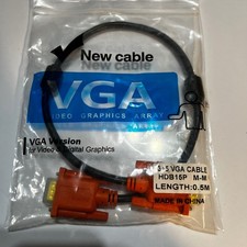 Generic 0.5M VGA Cable Black Orange HDB15P M-M 3+5 Video Graphics Array Cord picture