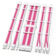 PSU Extension Kit 5 PCS Pink White 24 Pin ATX Cable Set picture