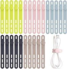 Oligei 25 Pcs Silicone Cable Ties, Ties Reusable, 25P, 25p∣colorful picture