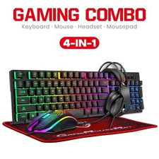 4IN1 LED Gamer Bundle Mechanical Kits,RGB PC Gaming Keyboard Mouse &Headset Set picture