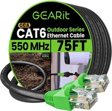 75 Feet Outdoor Cat6 Ethernet Cable Direct Burial Weather Resistant Network C... picture