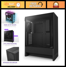 Compact ATX Mid-Tower PC Case - Black, 2x 120mm Fans, 360mm Radiator Support, Te picture