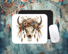 Boho cow skull themed PC/laptop Mouse Pad, CHOICE, , gifts, farm picture