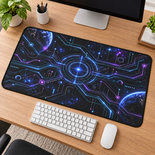 Galaxy Circuit Desk Mat, Sci Fi Gaming Mouse Pad, Futuristic Space Decor picture