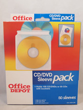 Office Depot CD / DVD 50 Sleeve Pack Double Sided Holds up 100 Discs Brand New picture