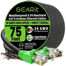 Cat6 Ethernet Cable 75ft, Outdoor Direct Burial Cat 6 Cable 24AWG High Speed ... picture