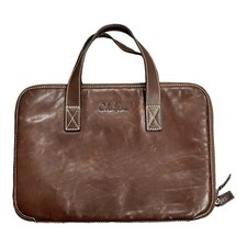 Cole Haan Brown Genuine Leather Laptop Computer Sleeve Attache Case Bag picture