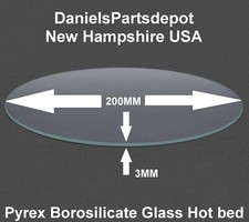 QTY2 Borosilicate Glass 200mm x 3mm FLAT ROUND PYREX 3D Printer Bed Platform USA picture