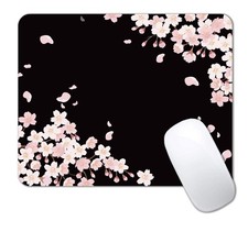 IMAYONDIA Cute Pink Flowers Mouse 9.5 x 7.9 inches, Cherry Blossom on Black picture