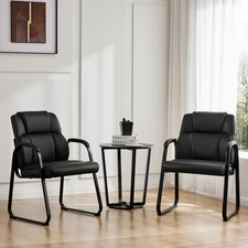 Waiting Room Chairs Set of 2 Office Guest Reception Deep Black NESW61302P-2 picture