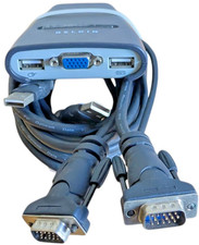 Belkin F1DK102U 2-Port USB KVM Switch w Built-In 8ft Cables PC Mac picture