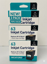 3 X Wexford-Black Ink 63 Inkjet Cartridge For HP -Sealed picture