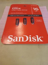 NEW 3 Pack SanDisk Ultra USB 2.0 Flash Drive 16GB Up To 15MB/s V34 picture