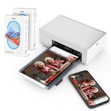 Liene 4x6'' Photo Printer Bundle (100 pcs +3 Ink Cartridges), Wi-Fi white picture
