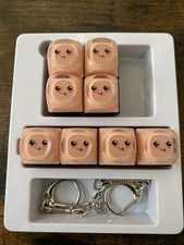 New Set of 2 Pink ClicKeez Dupe Clicking Fidget Keys Keychain - Smiley Faces picture