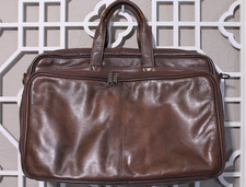 Heritage Messenger Bag Brown Leather Briefcase Laptop Business Classic 17x12x5 picture