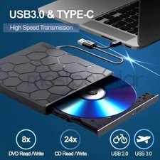 External CD DVD Drive for PC Laptop Windows 11 10 USB 3.0 Burner Reader Writer picture
