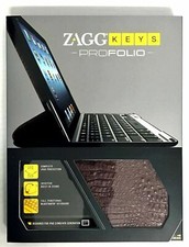 ZaggKeys ProFolio Apple iPad 4 3 2 Gen ALLIGATOR BROWN Case Keyboard Zagg picture