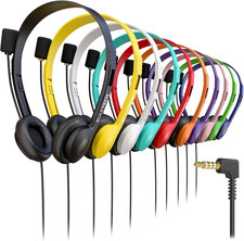 10 Pack Bulk Wired On-Ear Leather Headsets with Boom Microphone and 3.5Mm picture
