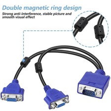 Share VGA 1 Male to 2 Female Splitter Y Cable 15Pin Dual Monitor Adapter picture