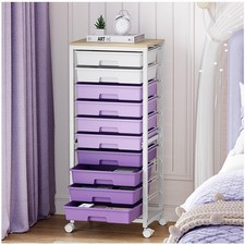 Rolling Cart 10 Drawer Purple Storage Organizer Mobile WK831197-1 SYKIARIOL picture