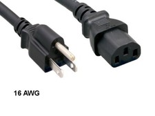 10PCS 1' Black Standard Power Cord NEMA 5-15P to IEC-60320-C13 16AWG 13A/125V picture