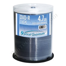 100 Optical Quantum 16x 4.7GB DVD-R Silver Thermal Printable Discs OQBQDMR16STP picture