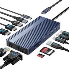 USB C Docking Station Dual HDMI Monitor,14 in 1 Laptop Docking Station 3 Moni... picture