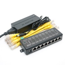 8 Ports Gigabit Passive PoE injector midspan Ethernet Adapter 24V5A 120Watt PSU picture