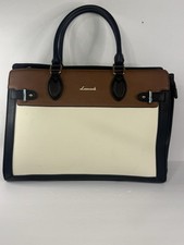 LOVEVOOK Large Leather Pebbled Laptop (15.6”) Tote Bag Beige Brown & Black picture