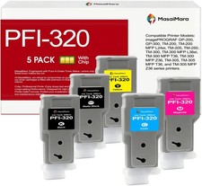 MasaiMara PFI-320 5PK MBK+BCMY Ink Cartridges For Canon ImagePROGRAF TM-200 300 picture