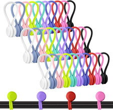 Reusable Magnetic Cable Ties, 30 Pack Silicone Magnetic Cord Twist Ties picture