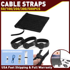 50Pcs Cable Straps Wire Cord Laptop Hook Loop Ties Reusable Fastening Organizer picture