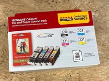 Canon Genuine PGI-220BK/CLI-221 Black Cyan Magenta Yellow Ink/Paper Combo New picture