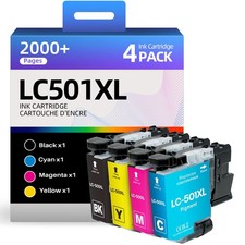 [4-Pack] LC501XL Ink Cartridges Combo Pack for Brother LC501 XL LC501BK High ... picture