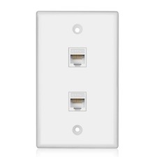 2-Port CAT5e Ethernet Wall Plate Dual RJ45 Female Coupler White picture