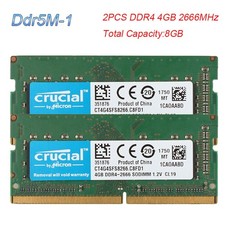 Crucial 8GB (2x4GB) SODIMM PC4-21300 DDR4 2666MHz 1.2V Laptop Memory RAM Non-ECC picture