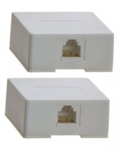 Telephone Surface Jack Dual Modular Ivory RJ11 Steren 300-146IV White picture