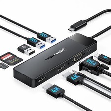 Lemorele TC94L USB C Hub 10-in-1 Laptop Adapter Triple Display 4K HDMI 1080P VGA picture