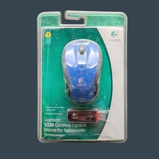 Logitech V220 Cordless Optical Mouse Blue Wireless USB Receiver Notebook Laptop picture