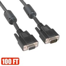 100FT VGA SVGA HD 15Pin Male to Female Monitor Cable Extension Cord Ferrite Core picture