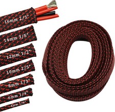 30ft PET Expandable Sleeving Wire Cable Sleeve 2/3, RedBlack picture