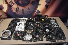A lot of 30 120mm case fans A mixed selection The majority of them are not used picture