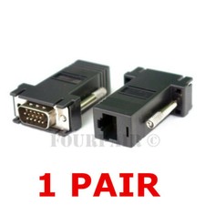 1 Pair (2 pcs) VGA SVGA to RJ45 Video Extender Adapters HD15 to CAT5e CAT6 100' picture