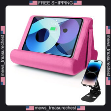 Multi-Angle Tablet Holder with Phone Stands and Mesh Pocket for Bed Sofa picture