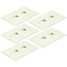 5x 1-Gang 2 Port/Hole RJ45/RJ11 Keystone Jack Insert Wall Plate Faceplate Ivory picture