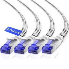 Ethernet Cable Cat 7 12 Ft 2 Packeasyhide Flat Superdurable White Braided Networ picture