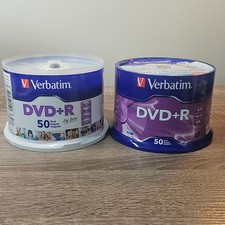 Verbatim DVD+R 4.7GB 16x 120min 100 Pack Blank Media Discs 2x 50pk Spindle NEW picture