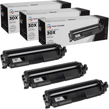 LD 3pk Comp Black Cartridge w Chip for HP Toner 30X CF230X LaserJet M203d M227 picture